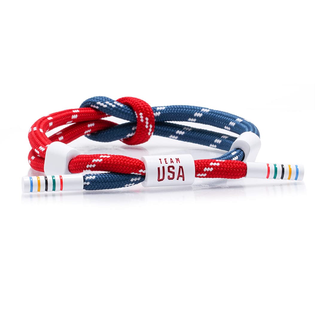 Rastaclat Knotted Bracelet for Men and Women of All Ages - Mastery Red/Blue/White Bracelet | Adjustable Stackable Bracelet Knotted by Hand (Medium/Large)