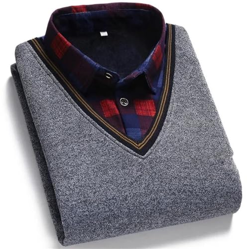 Men's Fake Two Lapel Sweaters Middle Aged and Elderly Warm Clothes Mens Sweater2