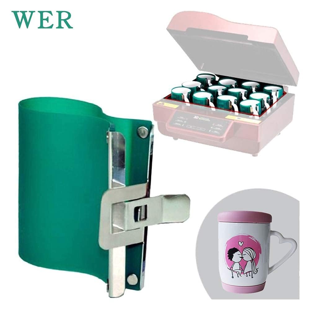 WER Tassenwickel für Sublimation im Ofen, 325 ml, Silikon-Tassenfolie für Becherpresse, 3D-Sublimations-Silikon-Becher-Verpackung, 325 ml, Silikon-Klemmform für Transferdruck, 6 Stück