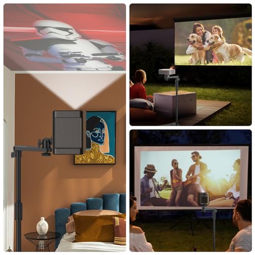 Beamer Ständer, Beamer Halterung Höhenverstellbar 121-155 cm, Beamerständer mit 360° Schwenkbarer, Projektor Halterun, Projector Stand, Beamer Stativ, Dicker Metallstützstab, Stabiler Metallfuß