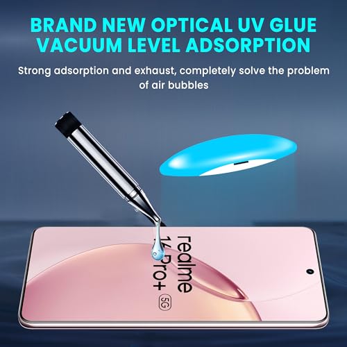 Image of FIRST MART Tempered Glass for Realme 16 Pro Plus With UV Installation Kit | Military-Grade Gorilla Screen Protector and Cable Guard | Edge to Edge Coverage | Crystal Clear