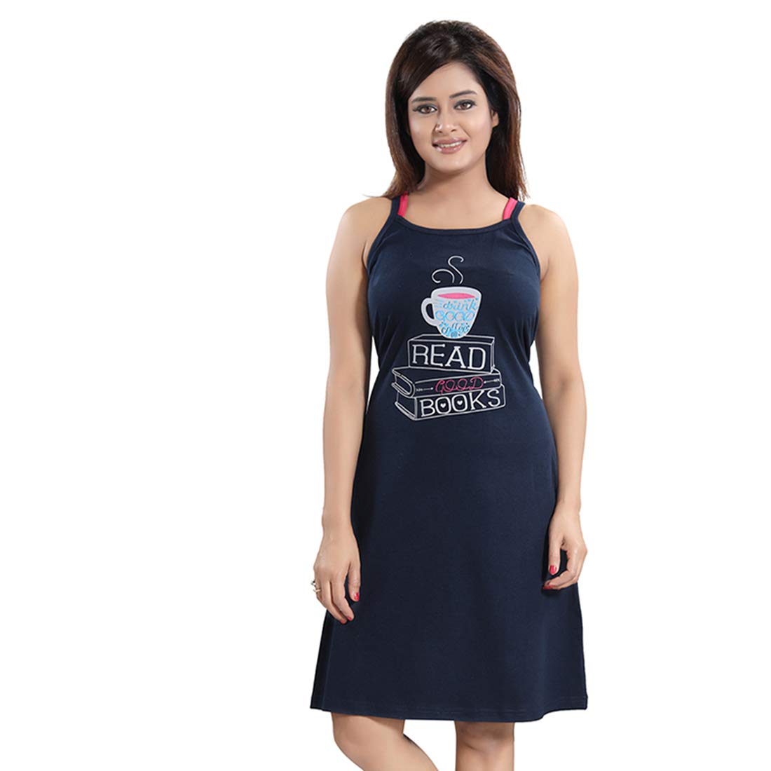 ATTEMPT Women's Cotton Printed Knee Length Nighty