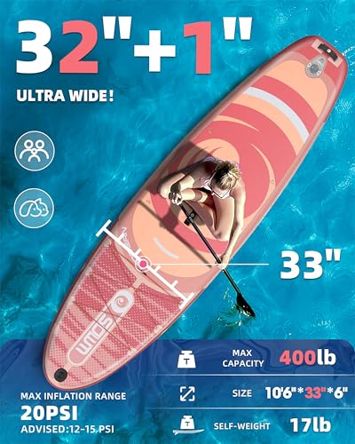 Image of Inflatable Paddle Boards, Stand Up Paddle Board for Adults Youth of All-Round, 10'6'' *33'' * 6'' Extra Wide & No-Slip Sup for Yoga Fishing