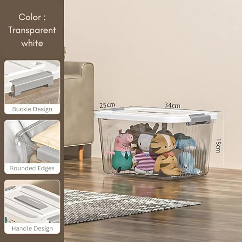 Image of Ash & Roh Stackable Transparent Storage Containers with Locking Lids, Clear Plastic Bins for Pantry, Office, and Bedroom Organization (Medium-25cm*34cm*18cm pack of 3)