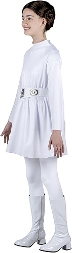 Miniatura 4 de STAR WARS Disfraz juvenil oficial de la princesa Leia, vestido con capucha con cinturón y peluca multicolor