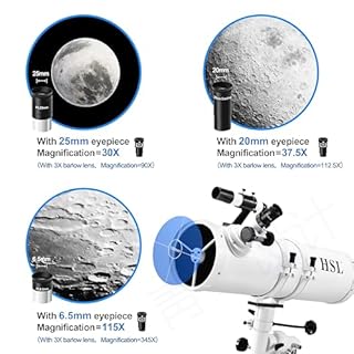 HSL 150EQ Astronomical Reflector Telescope for Adults high Powered,150mm Aperture Professional Telescopes for Adults Astronomy,Comes with 5 Color Filters Set and 3X Barlow Lens