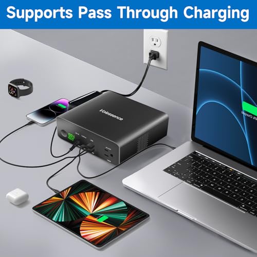 Volessence 40000mah Laptop Power Bank | AC/USB-C/USB-A Battery Backup for Laptops: MacBook Pro/iPad Pro/Dell/HP/Surface | Cameras: Canon/Nikon/DSLR/DJI Drones | Smart Devices: iPhone/Samsung