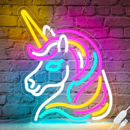 Basaneon Unicorn Neon Sign for Wall Decor, Dimmable Colorful Unicorn
