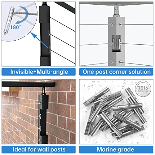 Muzata 10 Pack 1/8" Black Cable Railing Hardware CR39 Bundle 10 Pack Cable Railing Toggle Anchor Terminal CR07 image 5