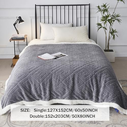 EAQ Kuscheldecke Flauschig Sherpa Flanell Sofaüberwurf Decke Sofadecke Doppelgesicht Extra Weich Wohnzimmer Sofaüberwurf Couchdecke für Bett Sofa (grau, 150x200cm)