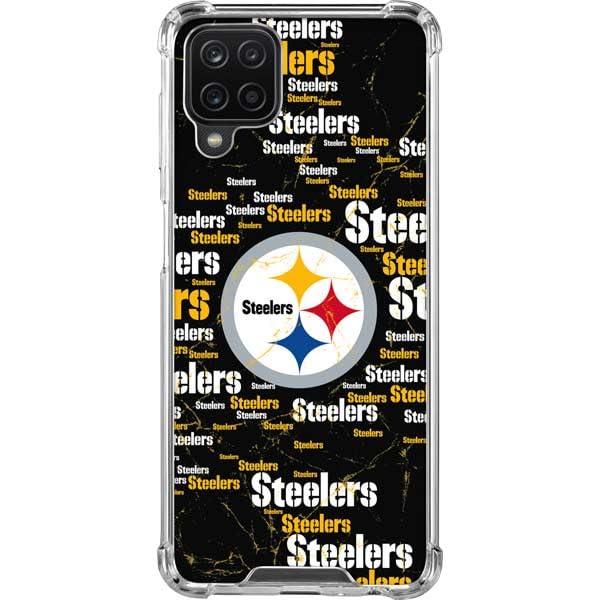 Skinit Clear Phone Case Compatible with Galaxy A12 - Officially Licensed NFL Pittsburgh Steelers Black Blast Design