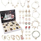 Calendario de Adviento 2025, joyería de Navidad para mujer, regalo con aretes, pulseras, cuenta regresiva de 24 días para Navidad, regalo de Navidad para esposa