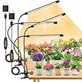 SDOVUERC 4 Heads Grow Lights for Indoor Plants, Full Spectrum LED Plant Lamps with Clips and 120 inch Cables for Seeding Growing(with Adapter)