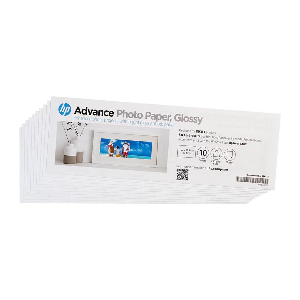 Original HP 4x12 Advanced Photo Paper Glossy, 250gsm - 10 Sheets (49V51A)