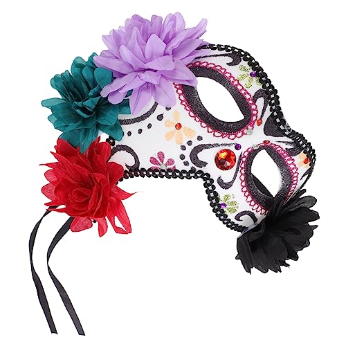 Sosoport 1Pieza Máscara De Fiesta Elegante De Fantasía Para Halloween Cosplay De Estilo Mexicano Flores Color