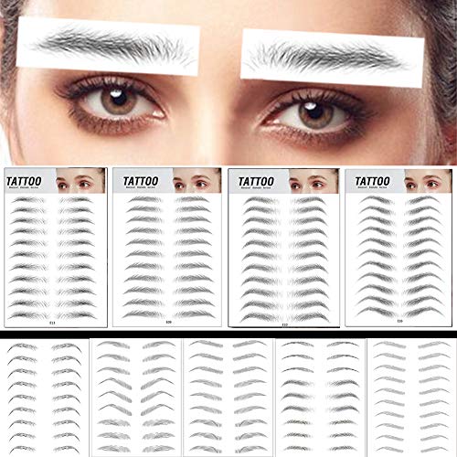 DAGEDA 4D Eyebrow Transfers Stickers, Black 91 Pairs 15 Styles 9 PC + 10 PC Remover Wipes Long Lasting Natural Waterproof Bionic Eyebrow Water Transfer Tattoo Eyebrow Sticker For Woman Man Makeup Tool