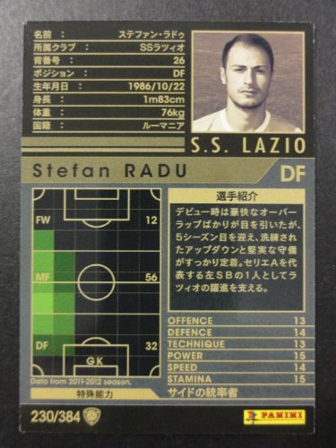 Amazon.co.jp: WCCF 11-12白黒カード 230 ステファン・ラドゥ : おもちゃ