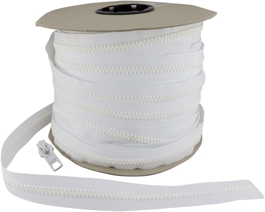 EZ-Xtend #10 Lenzip Chain Vislon Zipper by The Yard with Locking Sliders. Boat Cushions, Duffle Bags, Back Packs, Sewing, Replacement Zipper(10 Yards & 8 Double Pulls)