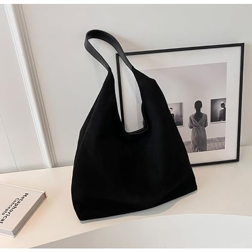 Yaepoip Suede Tote Bag for Women, Suede Slouchy Shoulder Bag Crossbody Hobo Bags for Office Travel College Work (Black) – vue 5