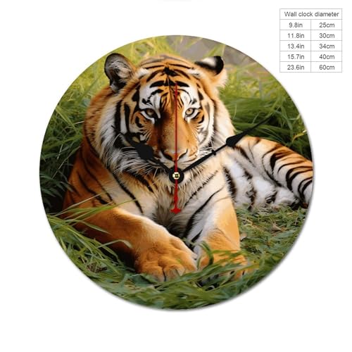 Horloge murale décorative moderne tigre bois design épuré - 3