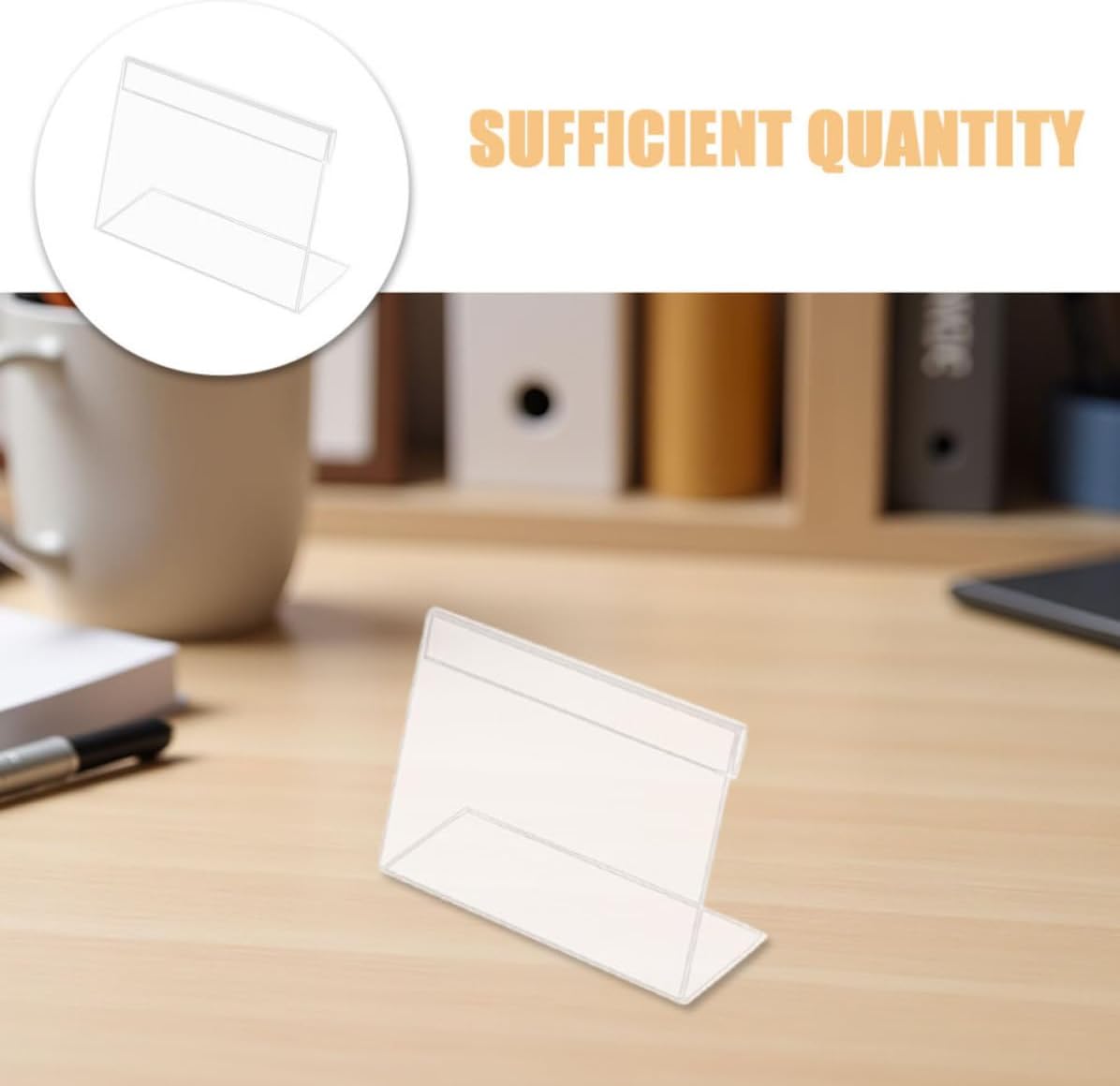 NOLITOY 30pcs Acrylic L Shaped Price Tag Holder Sign Stand Display