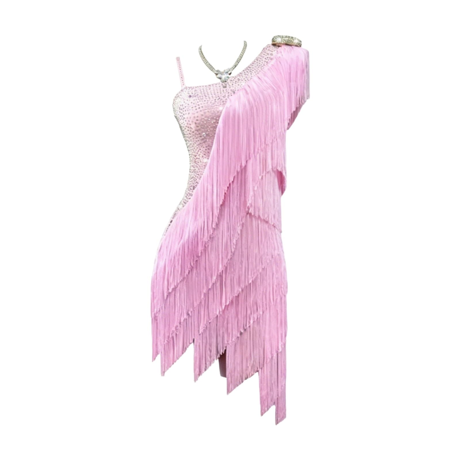 Abito Da Ballo Latino For Donna, Personalizzato, Con Nappa, Senza Maniche E Strass.