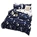 Produktbild ZHH Bettwäsche-Set mit Sternmotiv, Galaxien-Aufdruck, Weltraummotiv, Kinder-Bettwäsche-Set, weiche Bettwäsche, 1 Bettbezug und 2 Kissenbezüge, Polyester, Weltall, Einzelbett