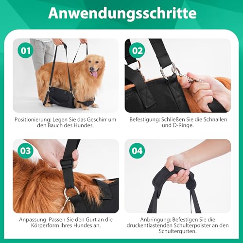 Hundetragetuch & Anschnallgurt Hund Auto,Tragehilfe Hund mit Gehhilfe-Funktion,Verstellbares Reha-Ganzkörpergeschirr als Zuggeschirr oder Notfallrucksack,Für Hunde mit Gelenkproblemen L
