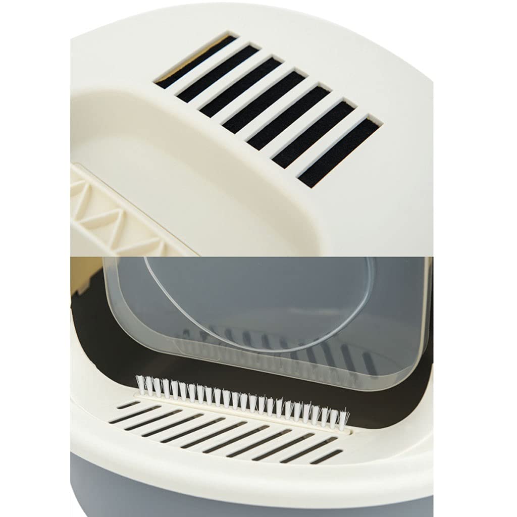 TOMYEUS Arenero Gatos Caja de Arena de Gato de Doble propósito con astas Caja de Arena de Gato Anti-Olor Totalmente Cerrado Aseo for Mascotas a Prueba de Salpicaduras Caja de Arena (Color : D)