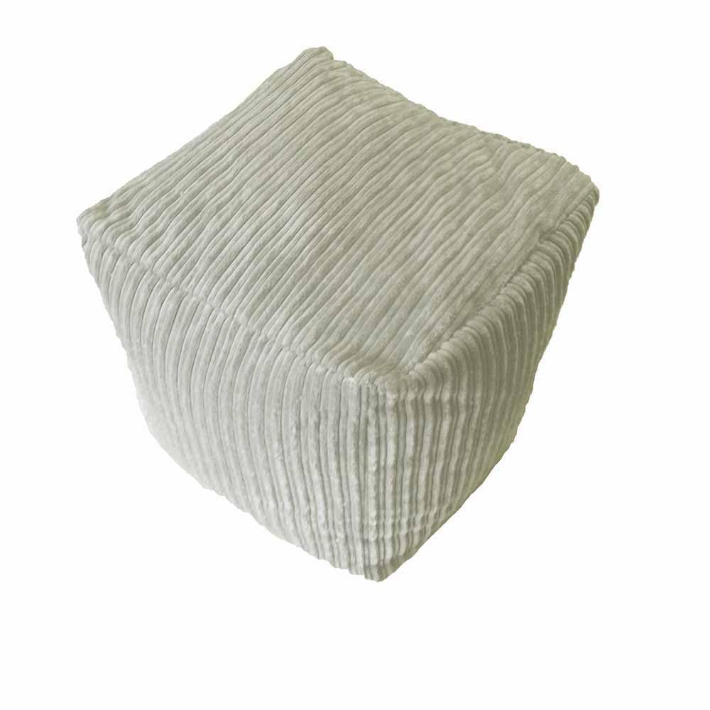 Cube Jumbo Corduroy Beanbag Pouffe Footstool Bean Bag Square Pouffe Cord. Filling Included (Cream, Cube (37 x 37 x 37 cm))