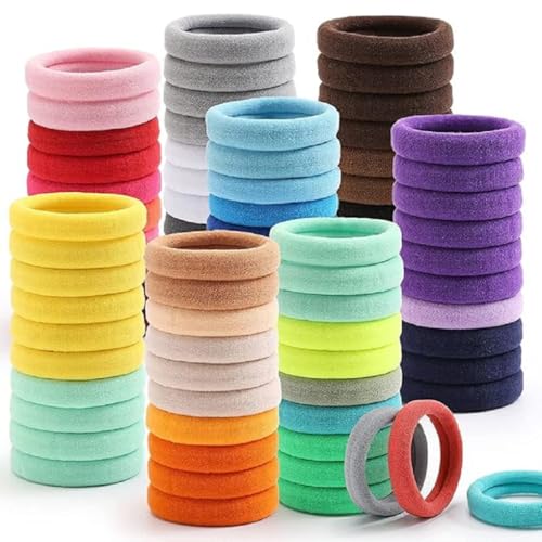 Image of Elina 100 Pcs Multi Colors Hair Ponytail Holder Elastic Cotton Soft Thick Thin Head Rubber Bands for Girls, Kids, Women, Buns, Scrunchies Ties (Pack of 100)(Multi Colors)