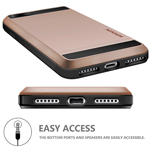Vofolen For Iphone 8 Case Wallet Cover Card Holder Credit Card Id Slot Sliding Hidden Pocket Protective Bumper Hard Shell Hybrid Rubber Armor Case For Iphone 8 4.7 Rose Gold #TOP7