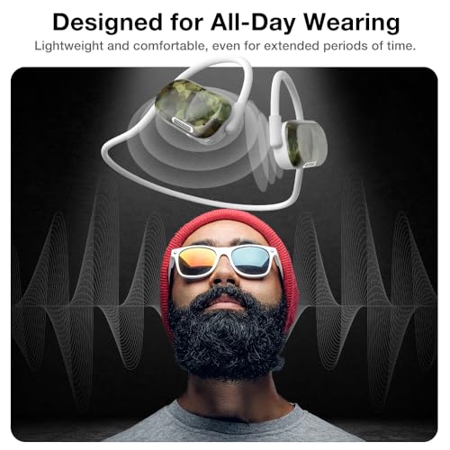 Image of Purity Air Open Ear Headphones - True Air Conduction Wireless Bluetooth Open Ear Earbuds with Dual Mic for iPhone /Android - Secured Long Wearing Comfort, Sports Sweat Resistant (CEDD164)