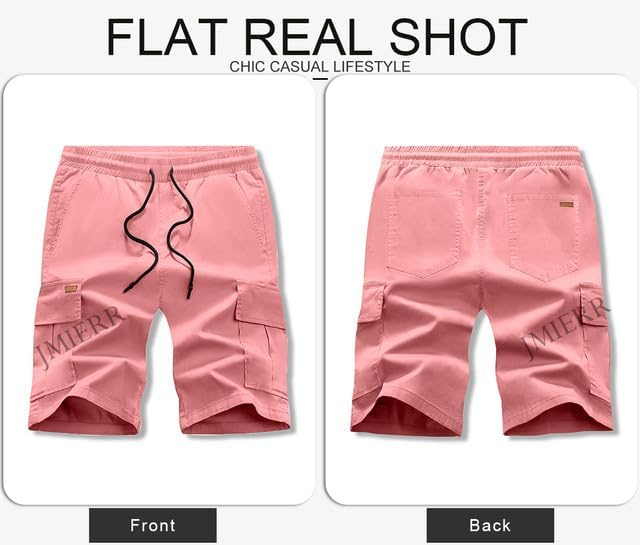 JMIERR Mens Casual Cotton Twill Cargo Shorts Drawstring Classic Chino Stretch Short with 6 Pockets - Image 9