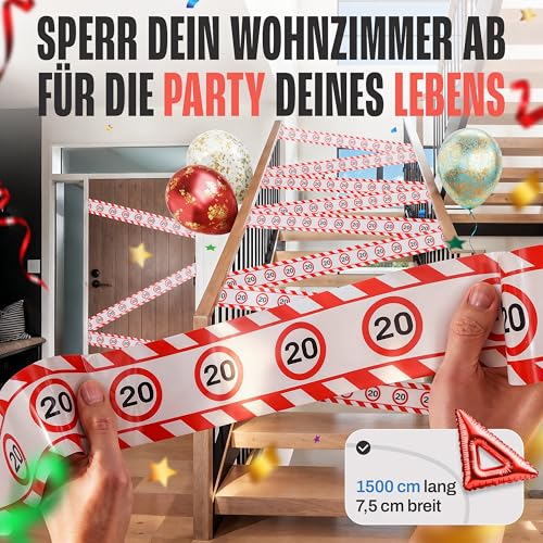 Tiwoca 30 Geburtstag Deko – lustiges Absperrband rot weiß mit Verkehrszeichen als originelle und witzige Geburtstagsdeko für einen gelungenen 30 Geburtstag Frauen oder Männer