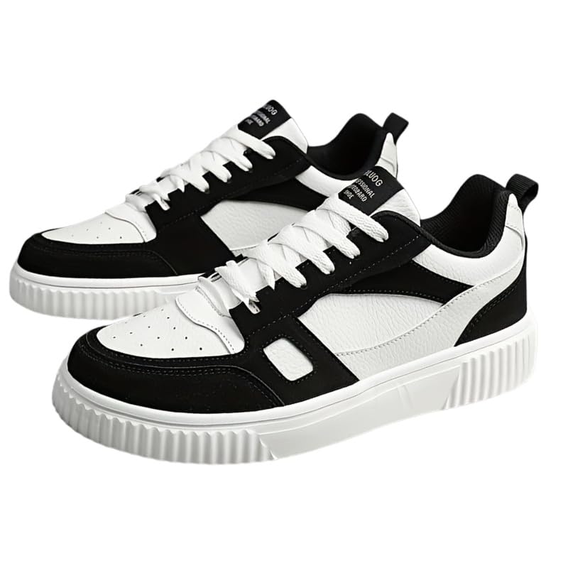 Men's Fashionable Oversized Comfortable Anti-Slip Sneakers with Lacing Design Featuring Litchi Pattern, Suitable for Men's Outdoor Activities