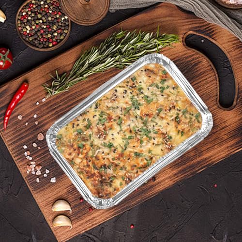 LDXDRU 50 Stück Aluschalen mit Deckel, Alu Grillschalen Einweg, 23x17x5cm Alu Grillschale Tropfschalen, Grillschalen Aluminium Einwegschalen mit Deckel für Kochen, Backen, Grillen, Einfrieren