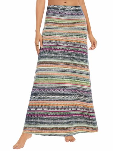 Women’s Casual Soft Foldover High Waist Maxi Long Skirt Versatile Dress