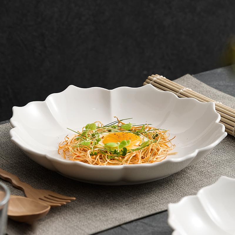 Platos Llanos platear de ensalada, postre, platear de cerámica, platear de verduras, platear de sopa de pétalos caseros, platear de cena simple, platear creativo Platos de Ensalada(10inch)