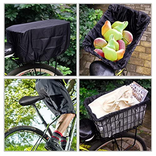 2er Set Regenschutz Fahrradkorb, Regenabdeckung Korb abdeckung Fahrradsattel Regenschutz mit Aufbewahrungstasche für Gängigen Fahrradtypen(Schwarz)