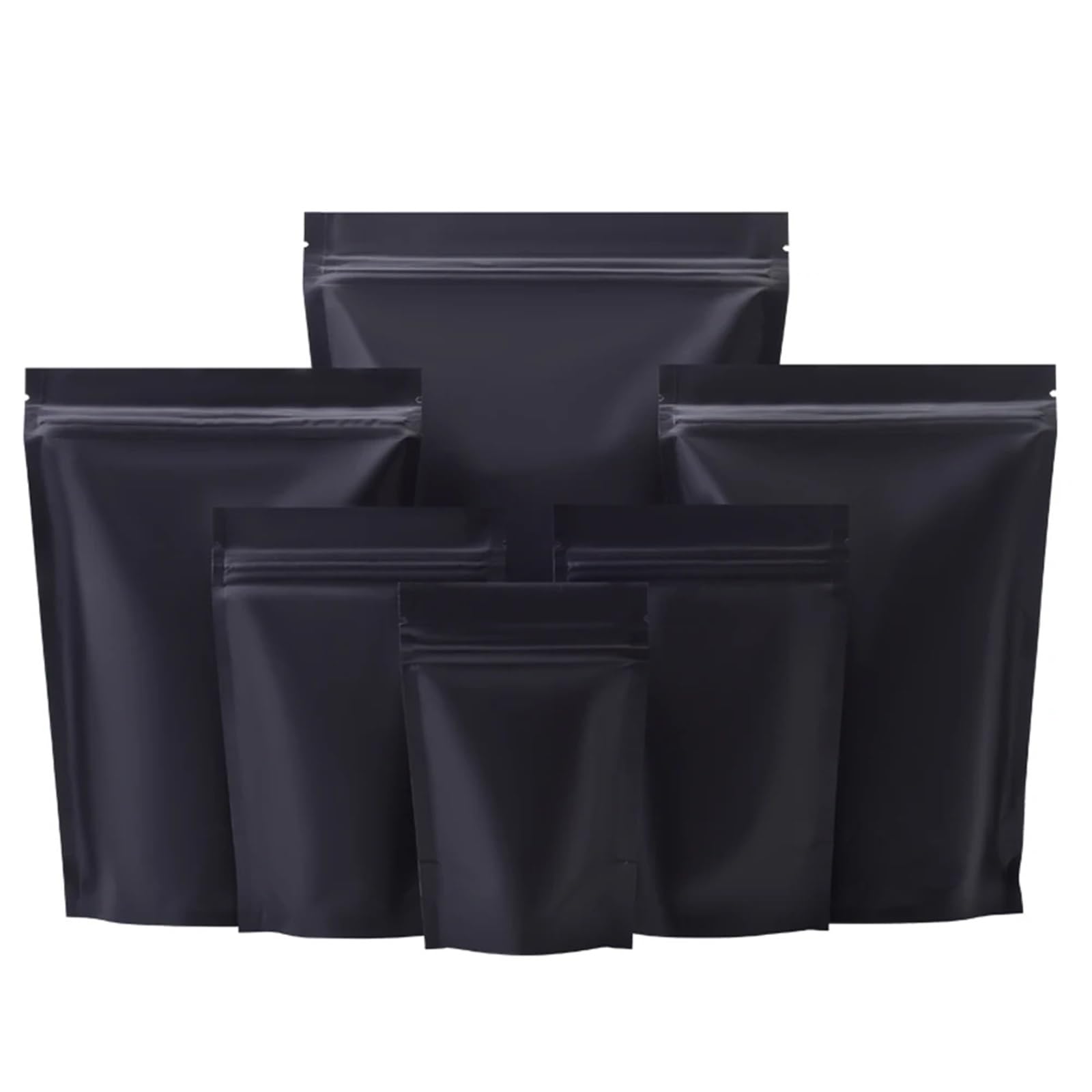 100 Stück Matte Mylar-Folie Standbodenbeutel mit Reißverschluss, wiederverschließbar, wiederverwendbar, Aufreißkerbe, for Lebensmittel, Snacks, gemahlene Kaffeebohnen ，Plastik-Ziploc-Beutel(B