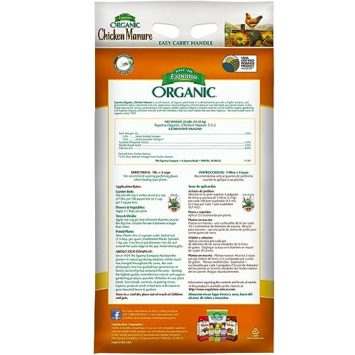 Espoma Organic Chicken Manure 25 lb. Bag. All Natural & Organic Fertilizer for All Flowers, Vegetables, Trees, and Shrubs. for Organic Gardening - 2 Pack - Thumbnail 3