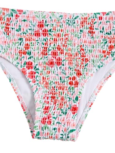 Image of SOLY HUX Girl's Floral Print Bikini Set Spaghetti Strap Smocked Bathing Suit Two Piece Swimsuit