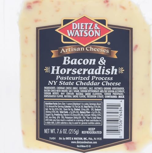Dietz & Watson Bacon & Horseradish Cheddar Cheese Wedge, 7.6 oz