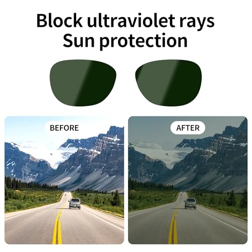 Image of HiBloks Replacement Lenses for Ray-Ban Meta Wayfarer (RW4008 Size L), UV Protection Sunglass Lens Set for Smart Glasses, Premium Lens Kit for Men & Women Driving, Cycling or Outdoor (Green)