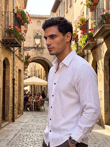 Image of Men's Cotton Blend Solid Casual Shirt Regular Fit Full Sleeve Shirt for Men Plain Formal & Casual Wear Collared Button Down Shirt