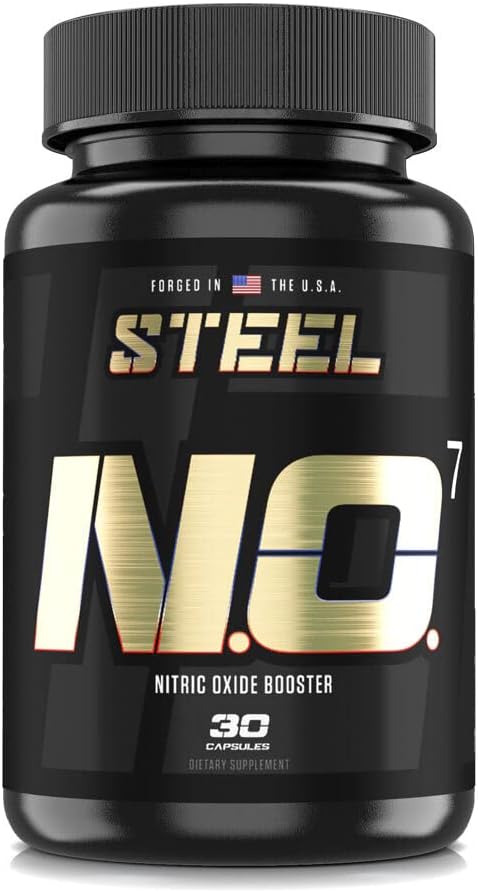 Steel Supplements N.O.7 Nitric Oxide Booster | Maximize Blood Flow | Increased Vascularity | Intense Pump & Muscle Fullness | No Loading Phase | No Bloat Formula | 30 Capsules