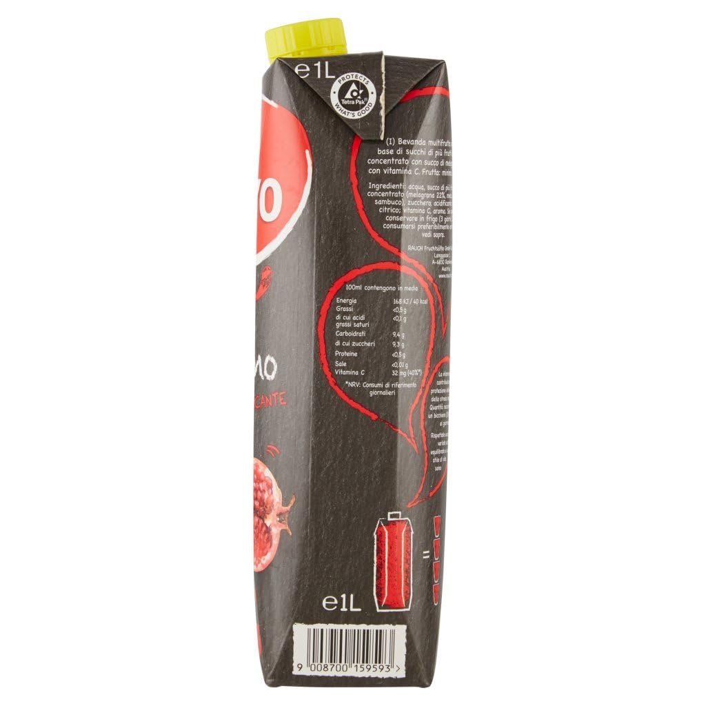 Rauch Bravo Premium Granada refrescante, antioxidante, sin colorantes, sin conservantes, 12 x 1lt+ Italian Gourmet Polpa 400 g