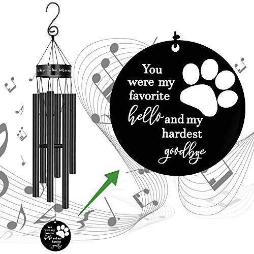 MEMGIFT Pet Memorial Wind Chimes for Loss of Dog Cat Paw Print Sympathy for Wife Girlfriend Large Metal Deep Tone Windchimes Dog Rememberance Déco Outside Garden Listen to The Wind and Know I Am Near