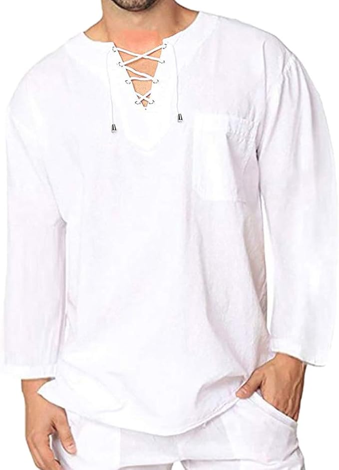 camiseta gola v com cordão